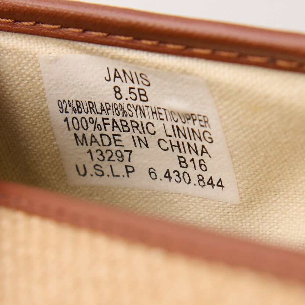 Lauren Ralph Lauren Janis Burlap Slip-On Sneakers Tan Brown Casual Preppy Sz 8.5 - Picture 7 of 11